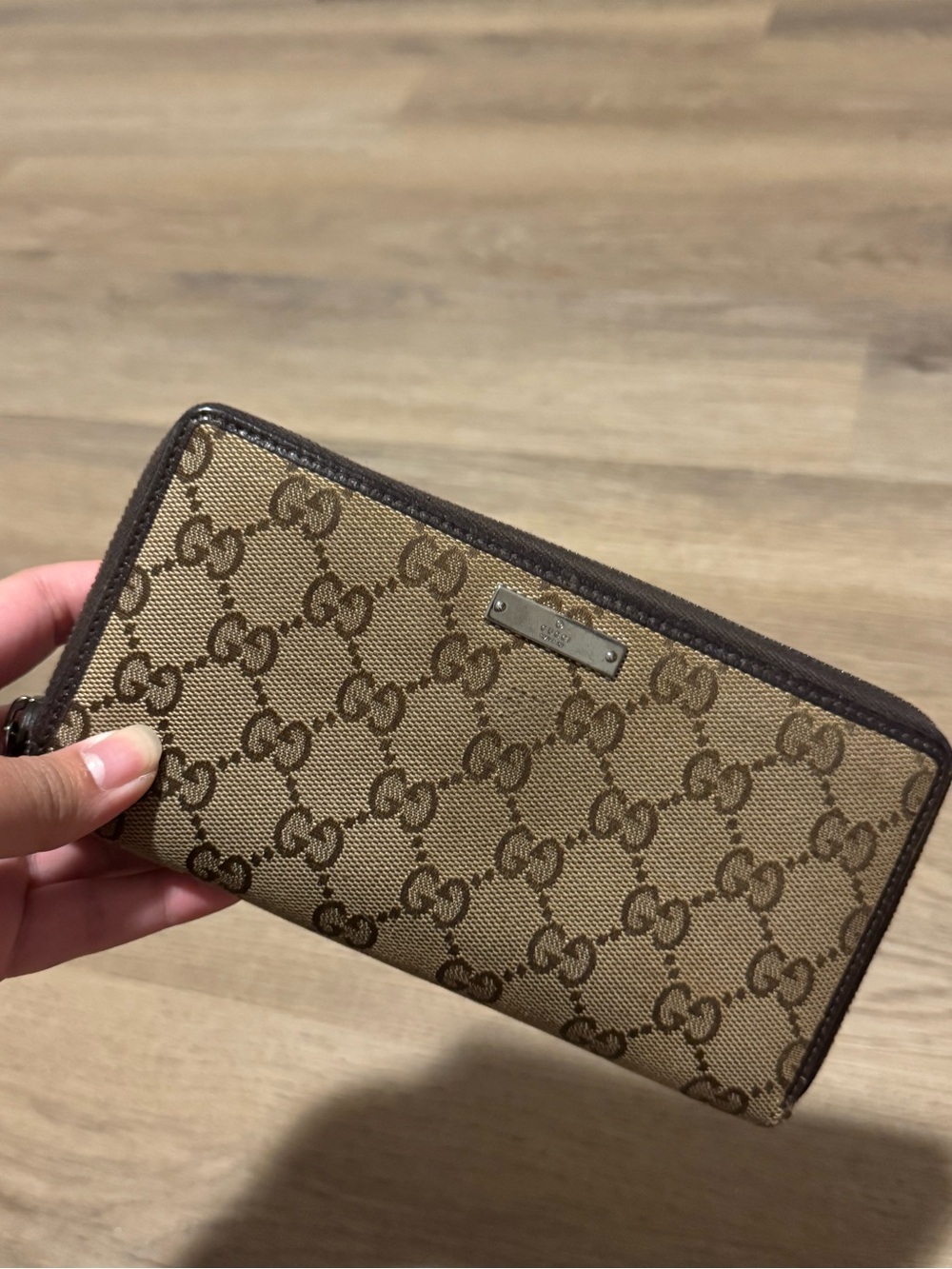 Gucci GG Monogram Canvas Brown Zip Around Wallet
